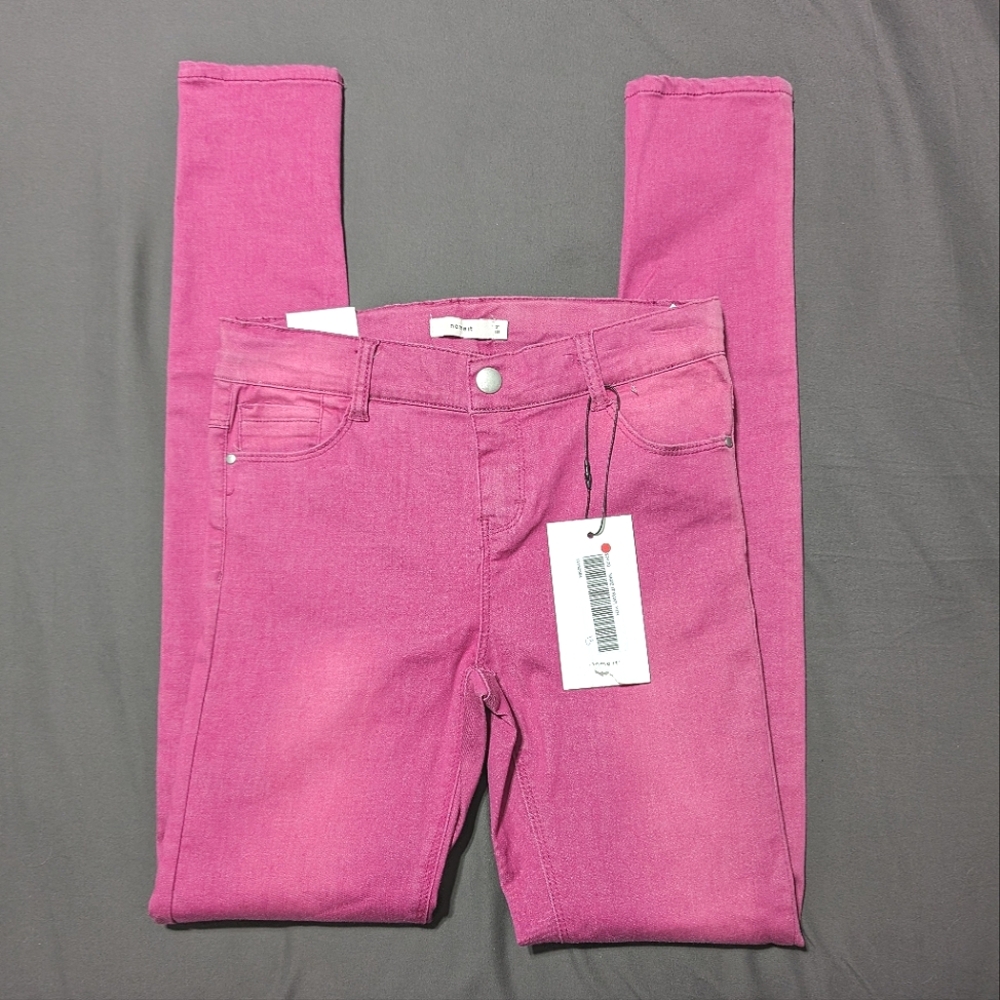 NWT Name it Girls pink Polly skinny jeans size 13 adjustable waist